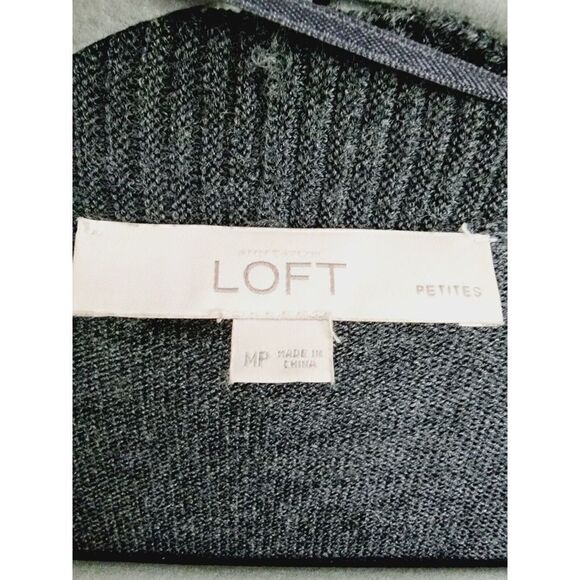 Ann Taylor Loft PM Gray Cardigan Open Front Side Slits Sife Angle Wool Blend - Picture 4 of 7